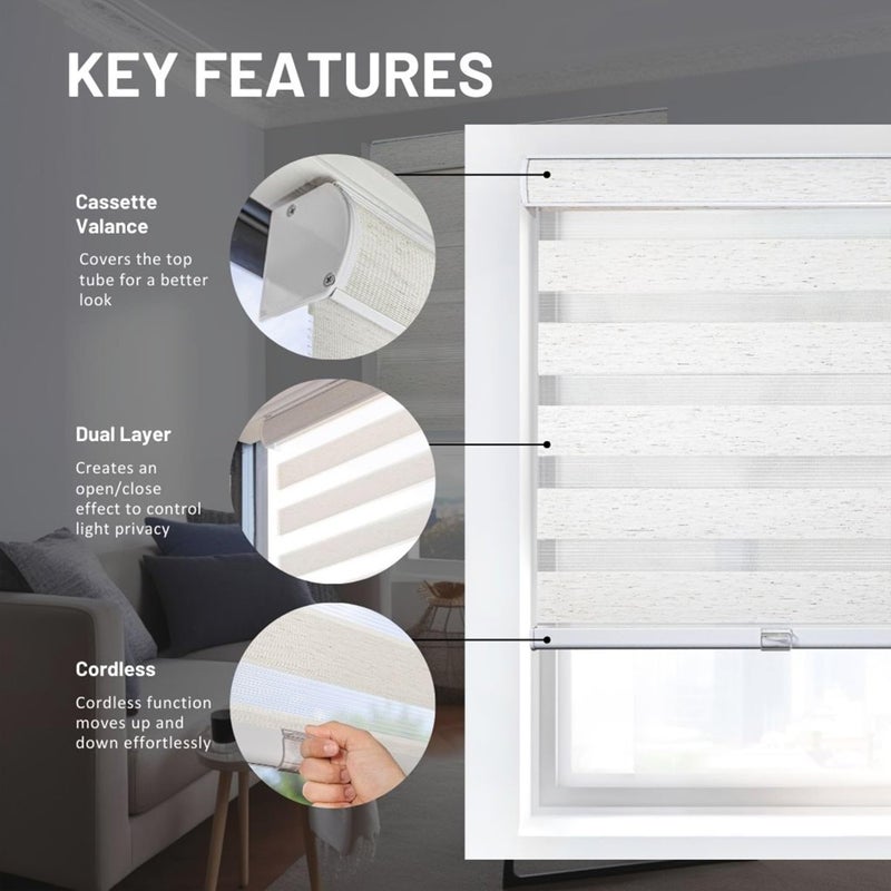CHICOLOGY Zebra Blinds, Roller Window Shades, Blinds for Windows, Roller Shades for Windows, Window Shades for Home, Window Shades, Pull Down Shades for Windows, 47" W X 72" H, Basic Natural - Image 5
